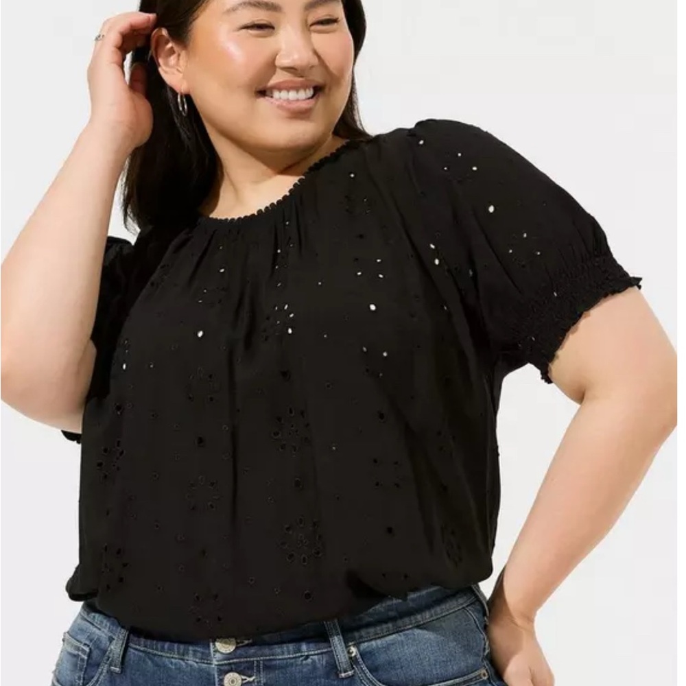 Black Eyelet Women's Top